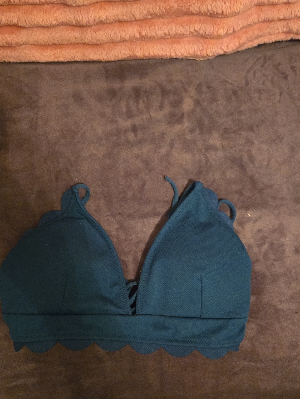 Teal Scallop Bikini  Top Women